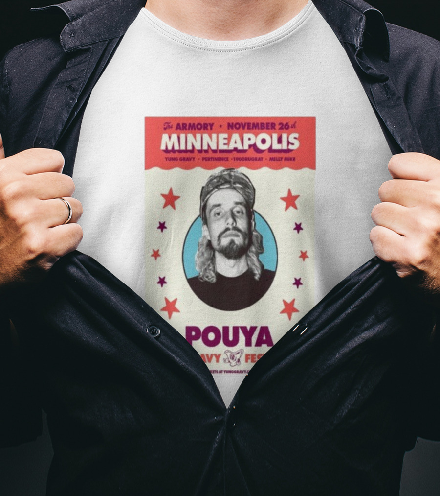 Pouya Gravy Fest 2 Minneapolis The Armory November 26 Featuring Yung Gravy 1900rugrat Melly Mike T-Shirt