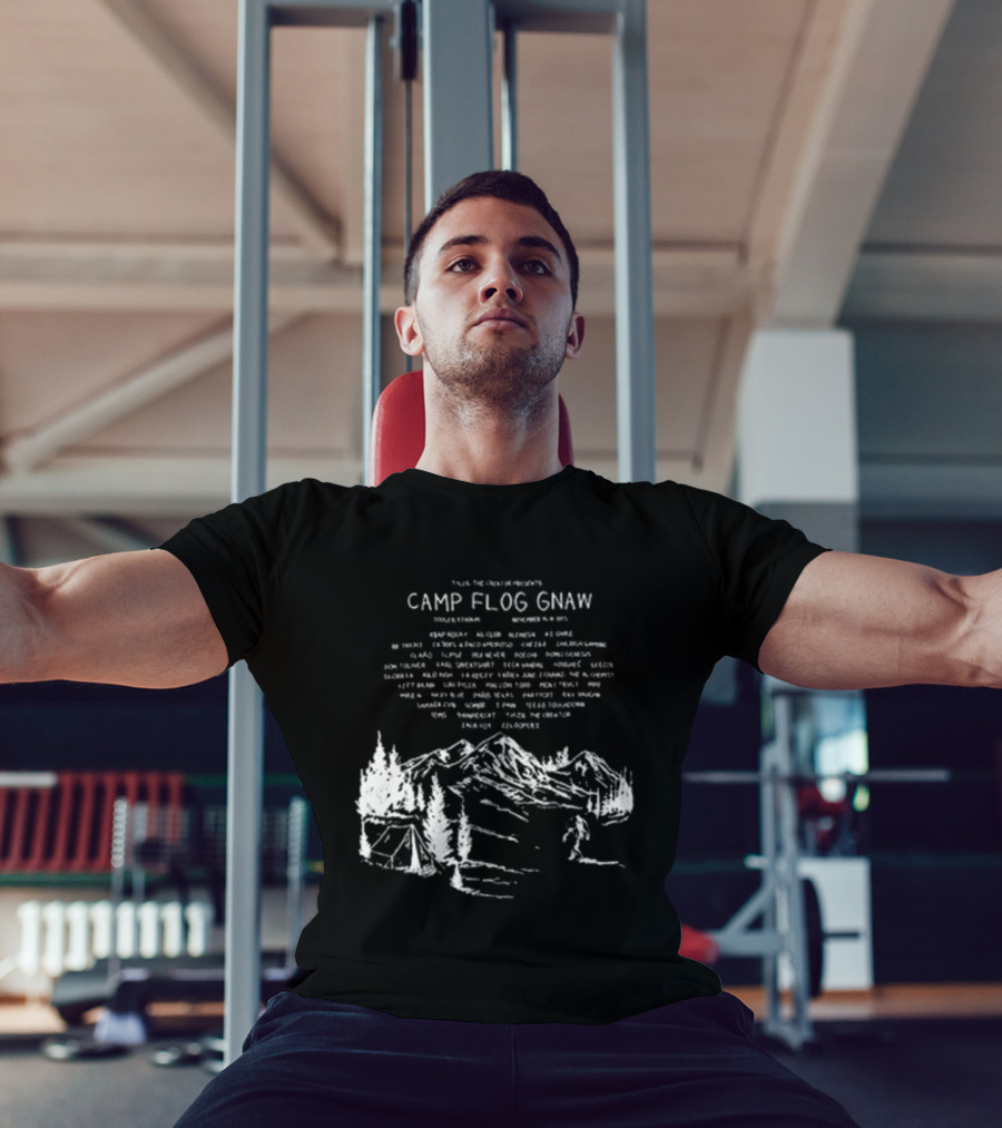 Camp Flog Gnaw 2025 Mountain Bigfoot Tyler The Creator Lineup Adventure T-Shirt