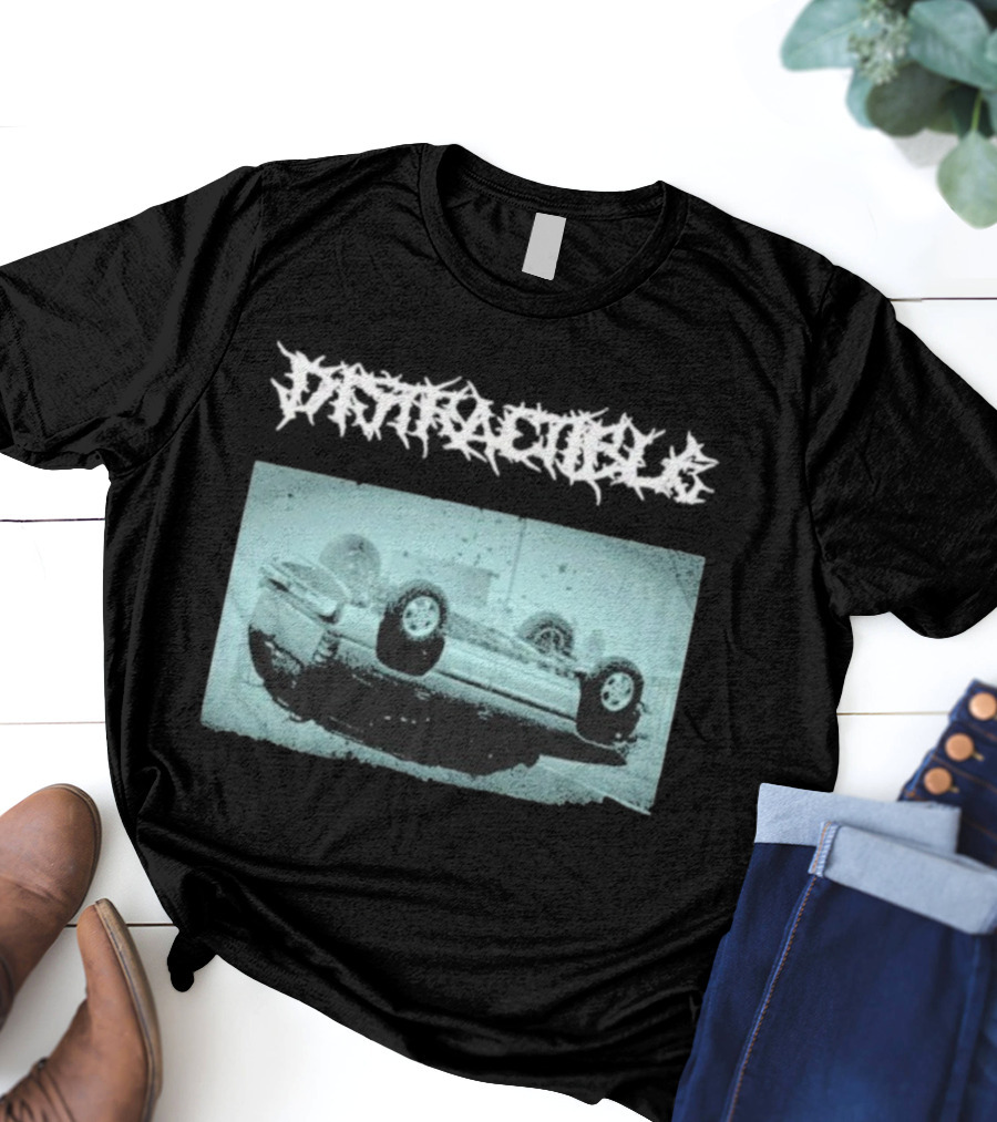 Distractible Crash Metal Car Upside Down Vehicle T-Shirt