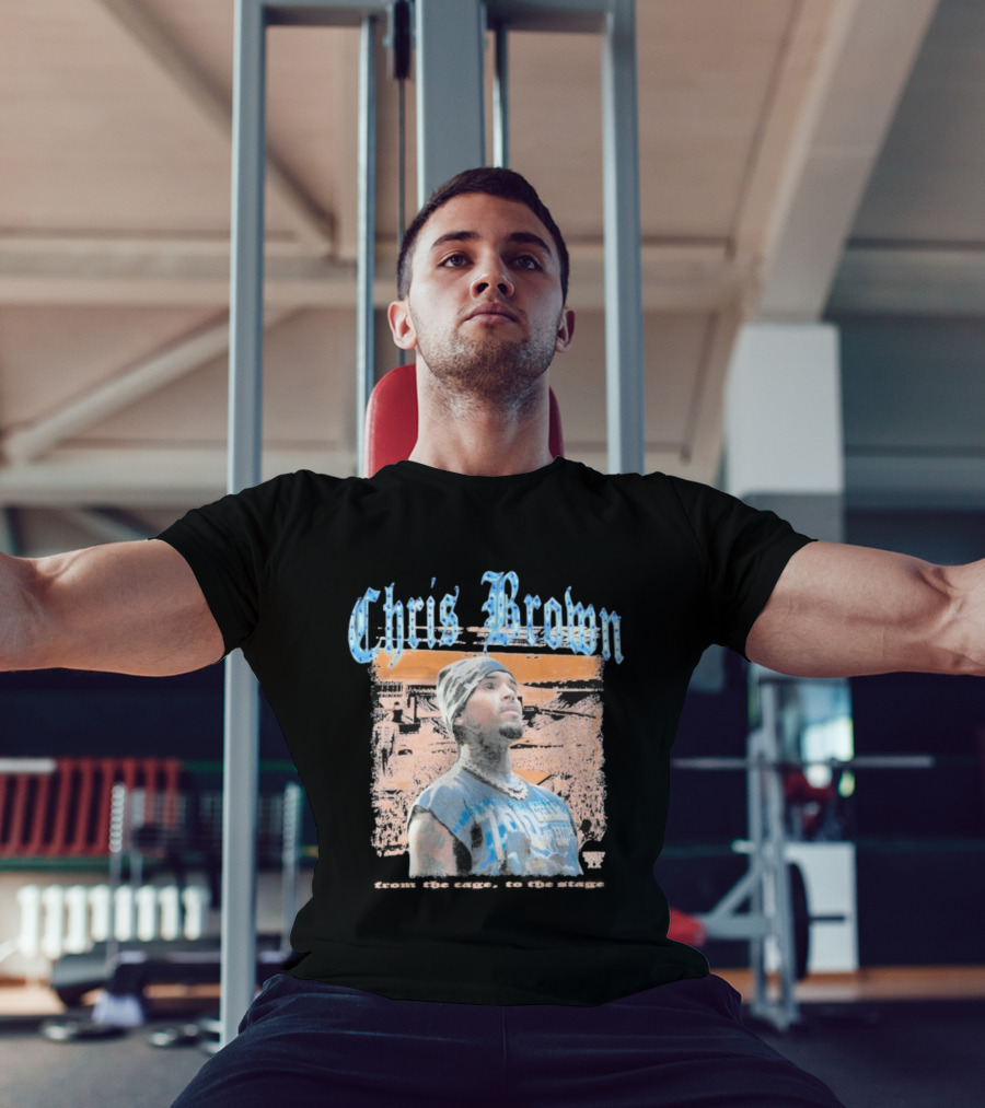 Chris Brown From The Cage To Stage Breezy Bowl XX Rhinestone Concert Performance T-Shirt