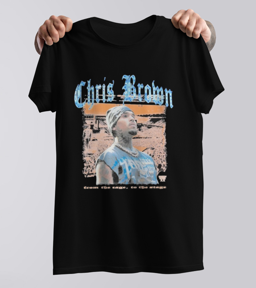Chris Brown From The Cage To Stage Breezy Bowl XX Rhinestone Concert Performance T-Shirt