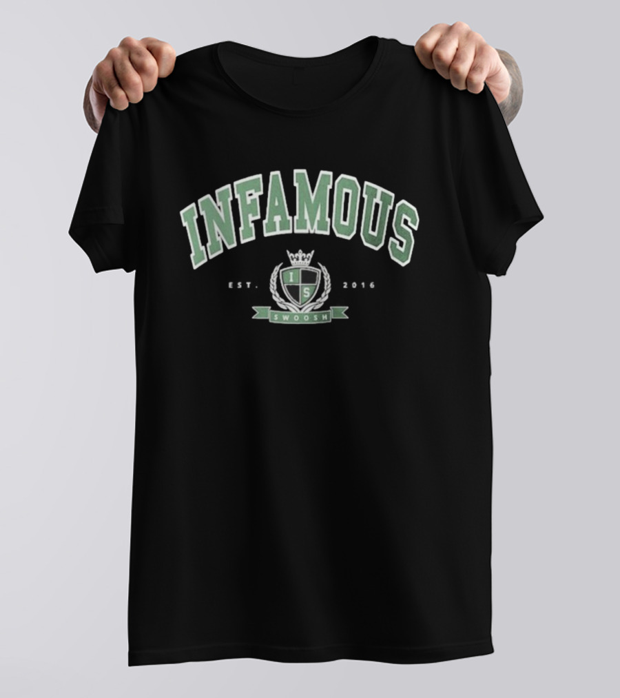 Infamous Swoosh IS 2016 Crowned Crest Varsity Style T-Shirt