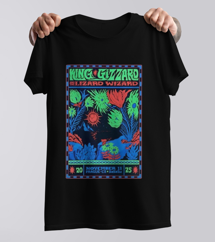 King Gizzard And The Lizard Wizard Prague SaSaZu November 11 2025 Neon Concert Event T-Shirt