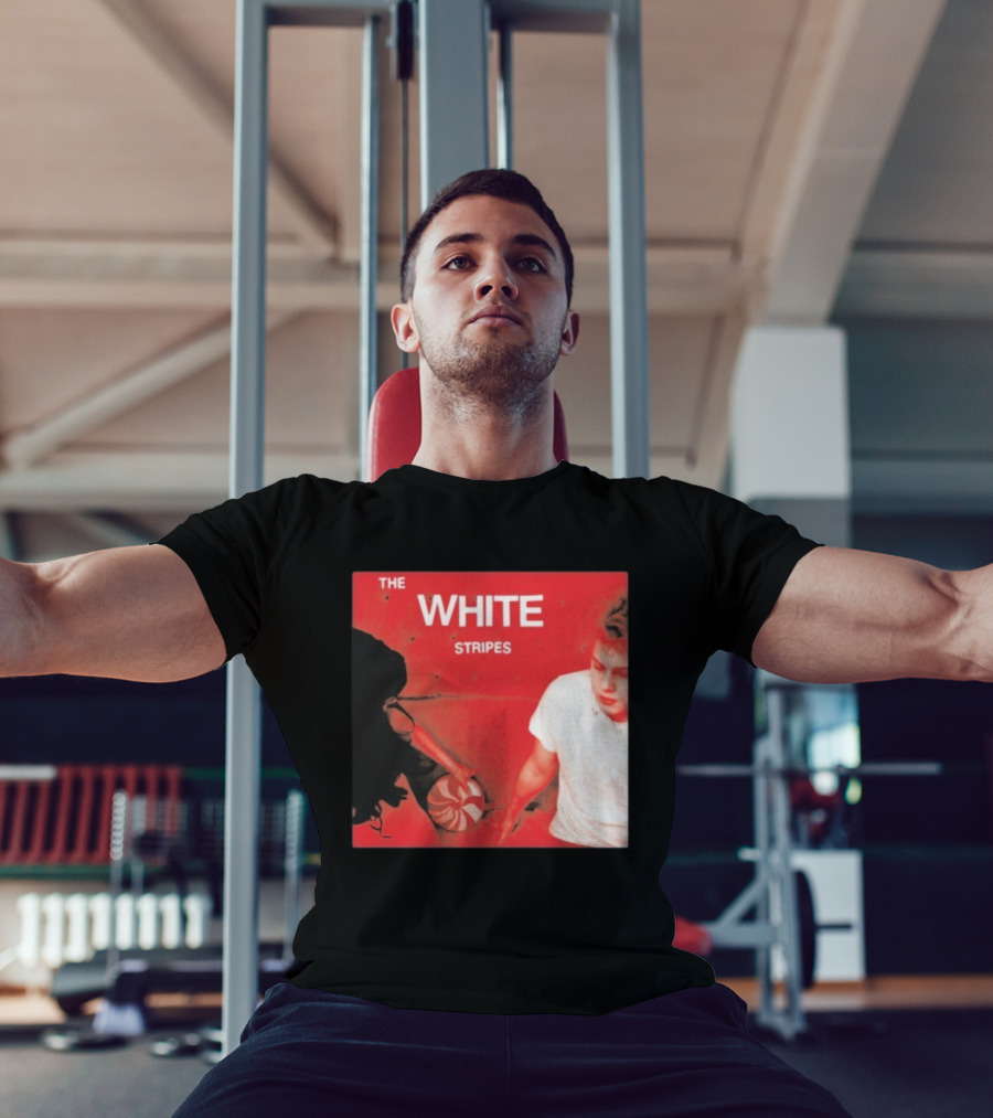 The White Stripes Let's Shake Hands Red And White Spiral Design T-Shirt