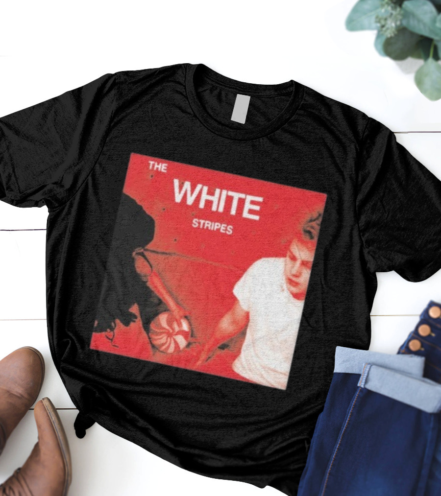 The White Stripes Let's Shake Hands Red And White Spiral Design T-Shirt
