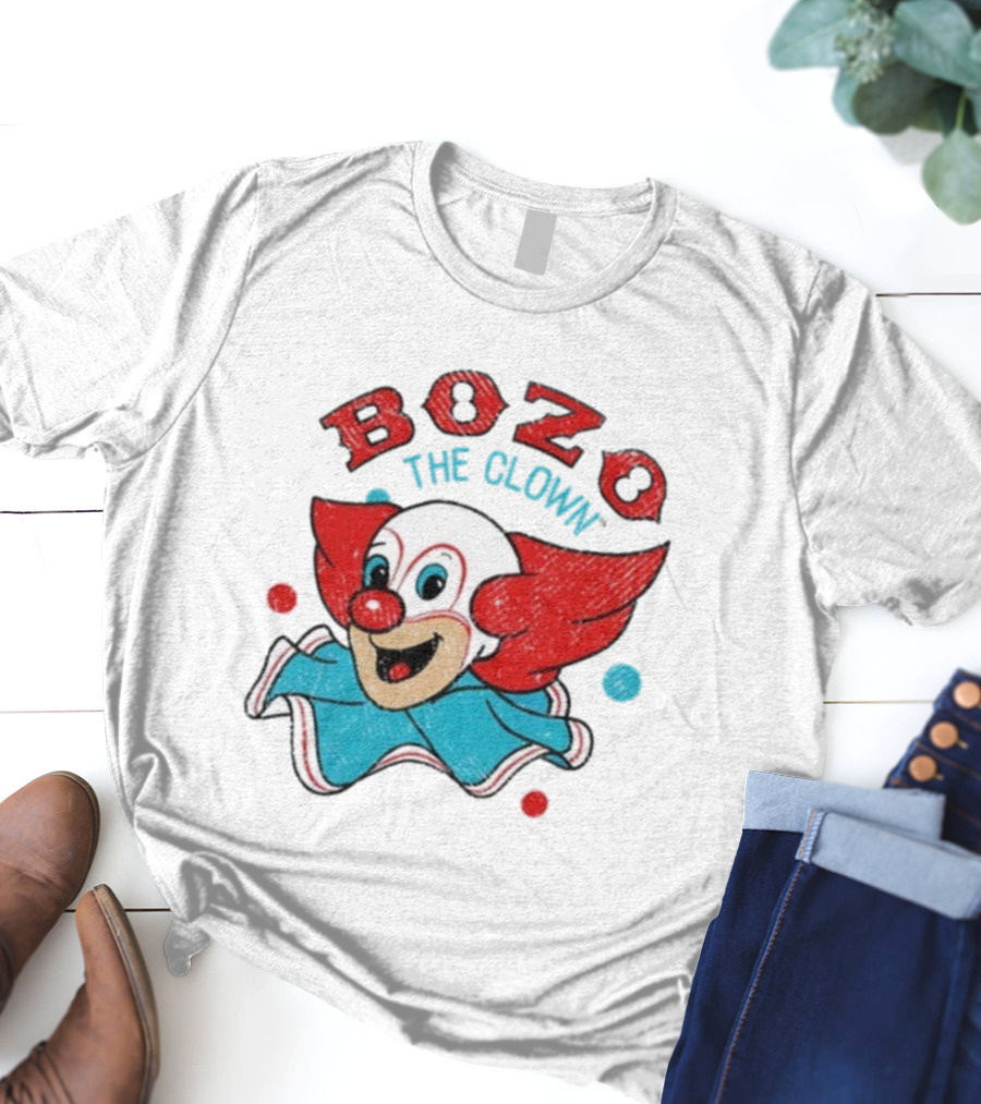 Bozo The Clown Vintage Cartoon Red Blue Fun Design T-Shirt