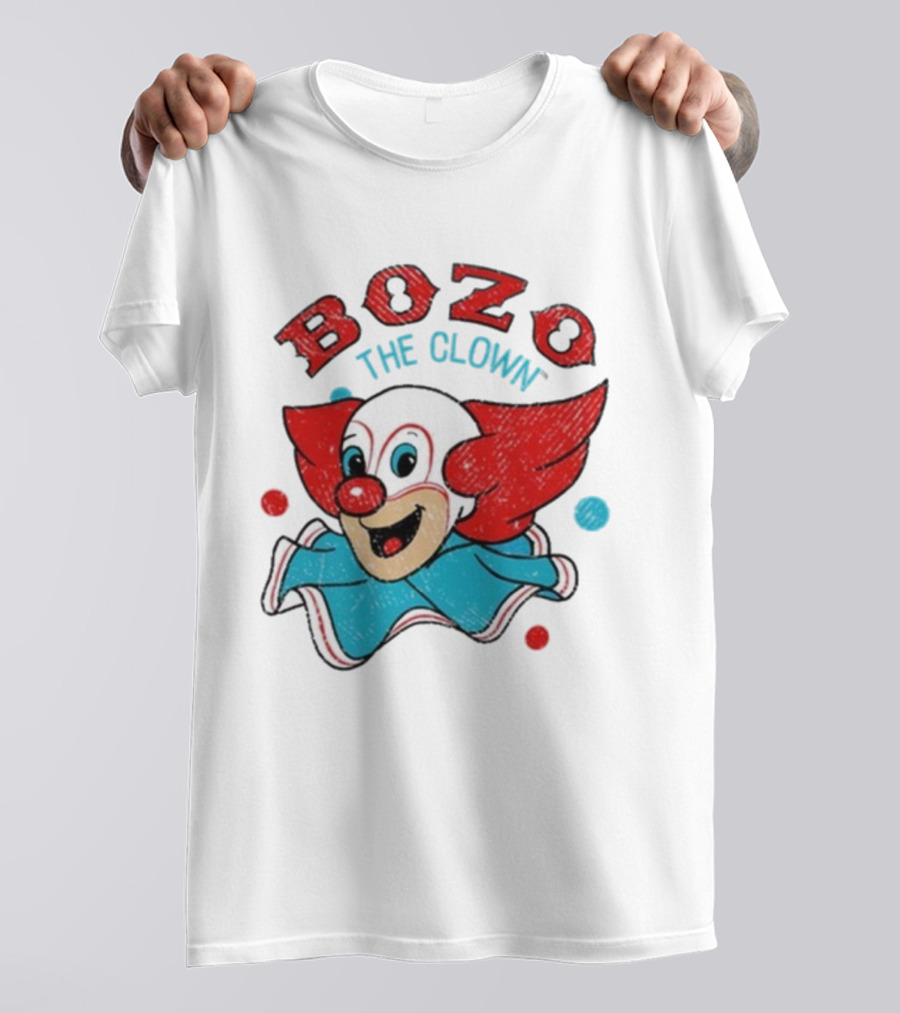 Bozo The Clown Vintage Cartoon Red Blue Fun Design T-Shirt