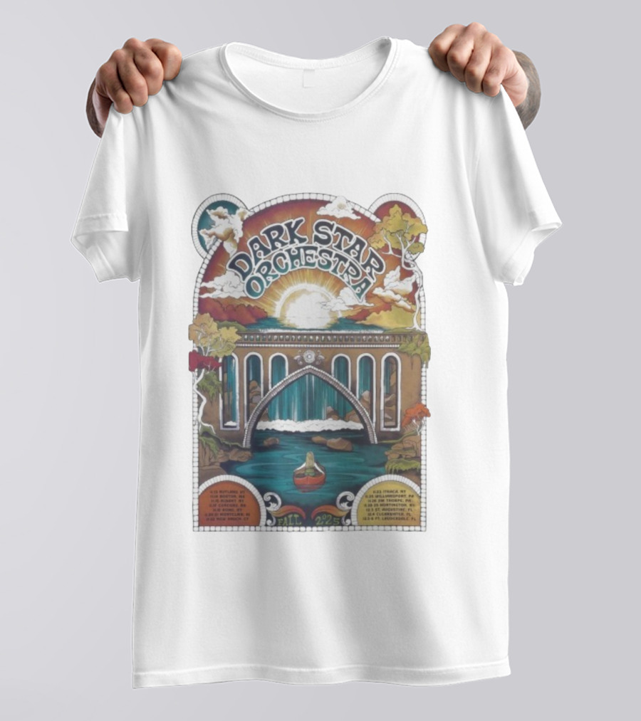 Dark Star Orchestra Fall Tour 2025 Bridge Sunset River Adventure T-Shirt