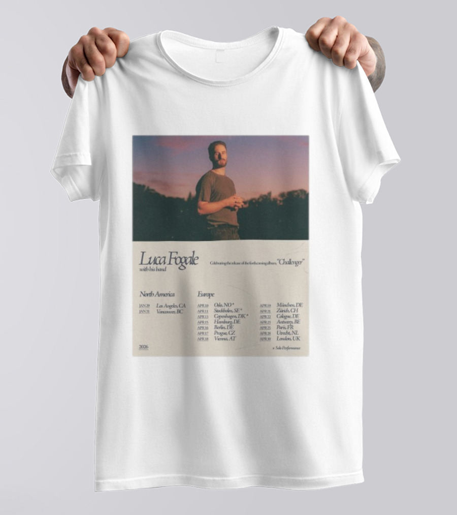Luca Fogale North America Europe 2026 Tour Celebrating Release Forthcoming Album Chaleuravec Dates Locations T-Shirt