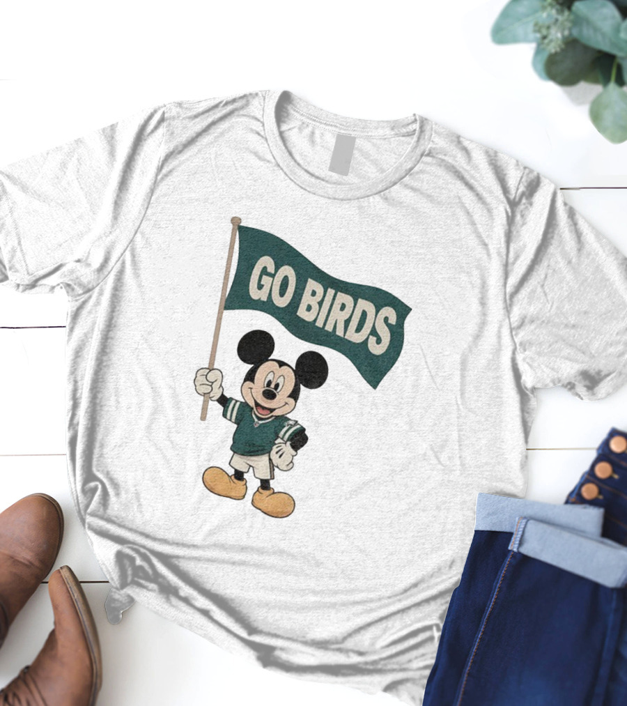 Mickey Mouse Go Birds Philadelphia Eagles NFL Football 2025 Flag T-Shirt
