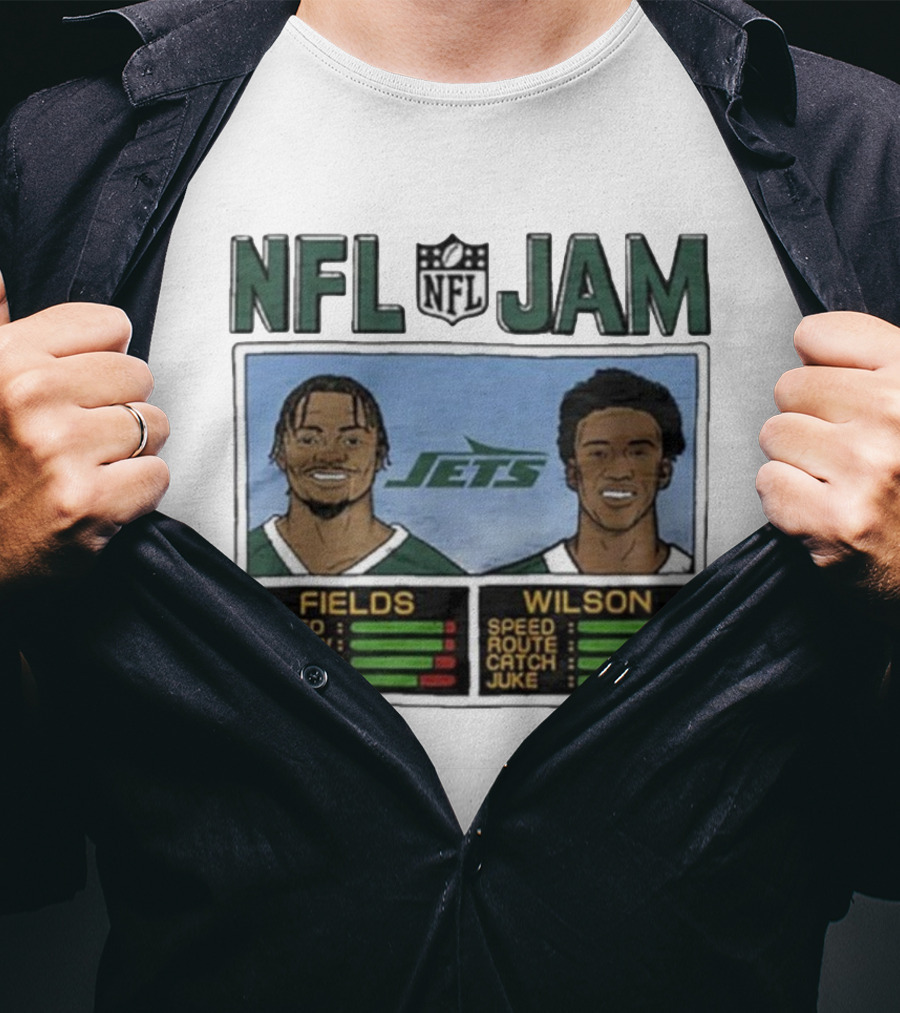 NFL Jam New York Jets Fields Wilson Speed Stats T-Shirt