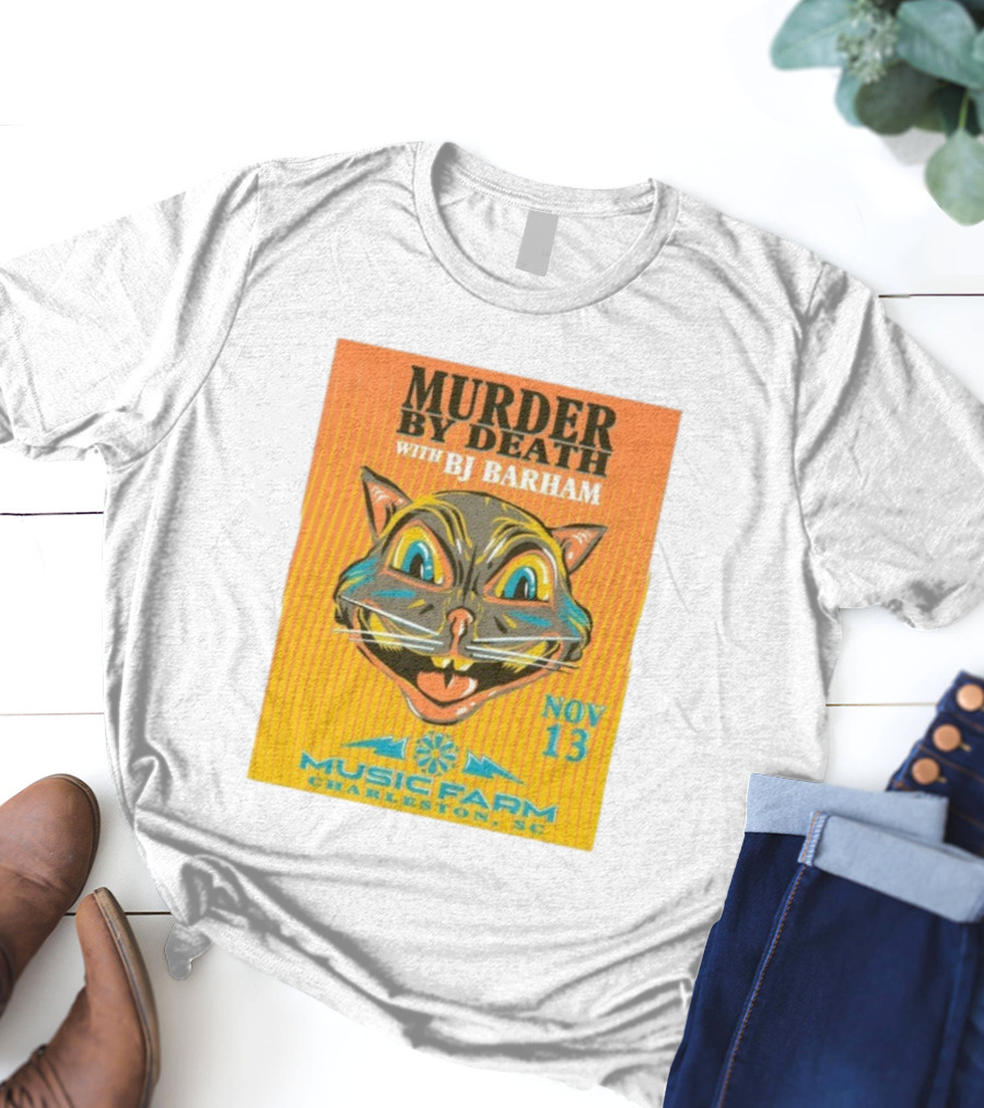 Murder By Death With BJ Barham Music Farm Charleston SC Nov 13 Cat Art T-Shirt