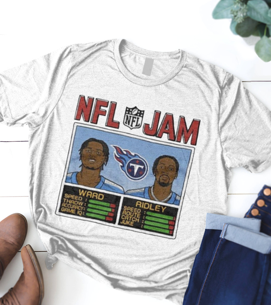 NFL Jam Tennessee Titans Ward Ridley Speed Throw Route Catch Juke T-Shirt