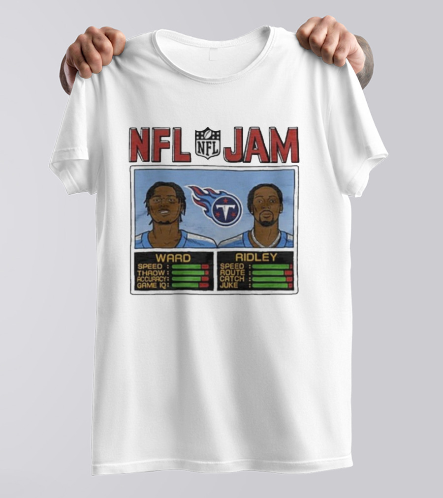 NFL Jam Tennessee Titans Ward Ridley Speed Throw Route Catch Juke T-Shirt