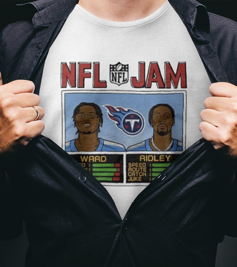 NFL Jam Tennessee Titans Ward Ridley Speed Throw Route Catch Juke T-Shirt