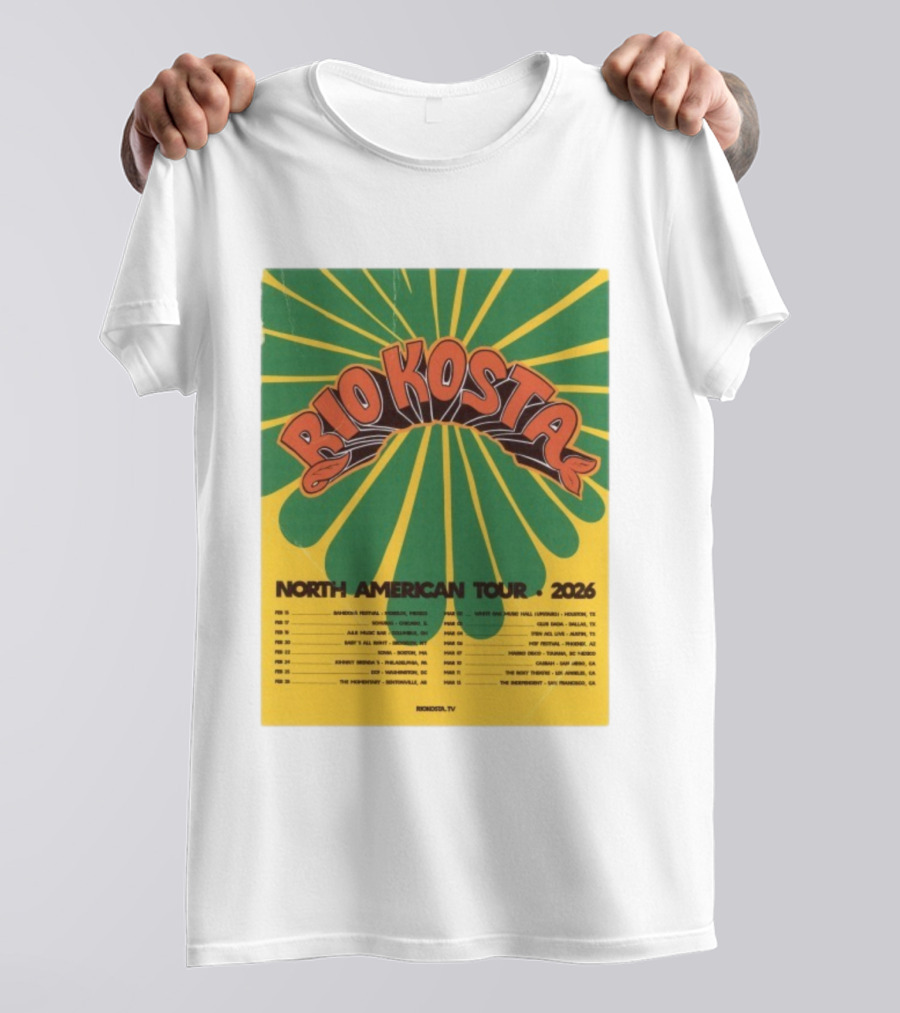 Rio Kosta North American Tour 2026 Concert Dates And Cities T-Shirt