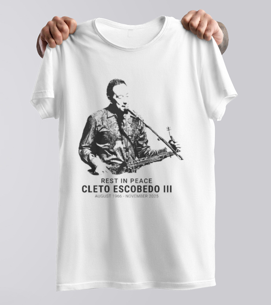 RIP Cleto Escobedo III Rest In Peace August 1964 November 2023 Jimmy Kimmel Live Bandleader T-Shirt