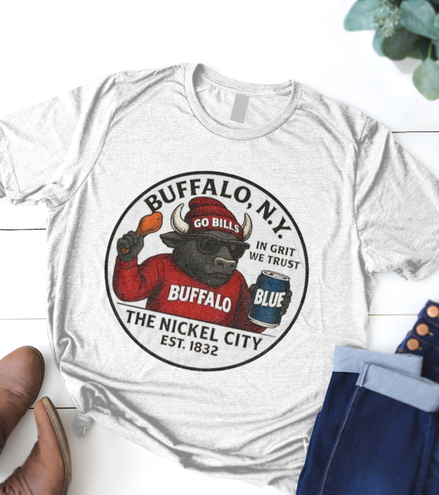 Buffalo NY Go Bills Buffalo The Nickel City Est 1832 In Grit We Trust T-Shirt