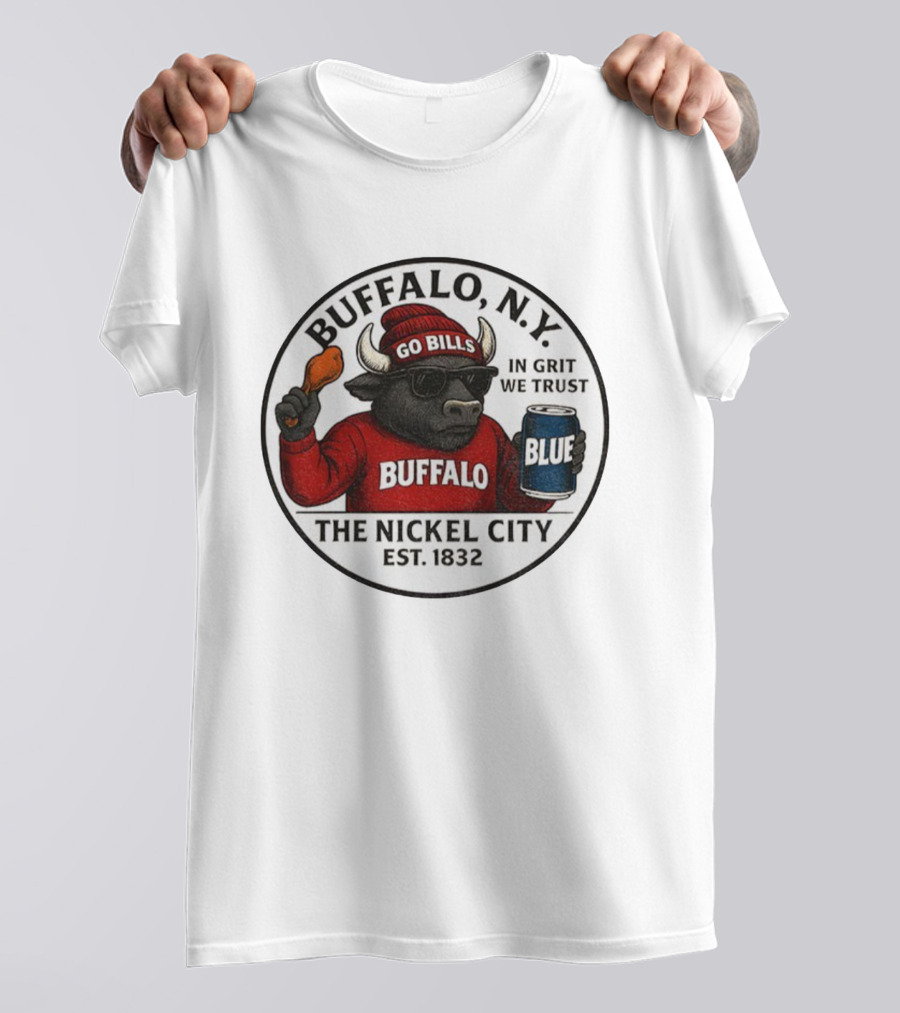 Buffalo NY Go Bills Buffalo The Nickel City Est 1832 In Grit We Trust T-Shirt