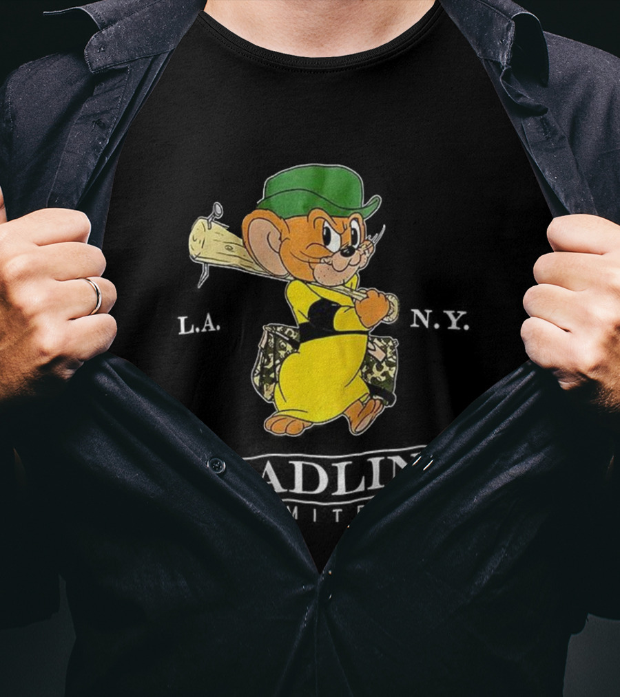 Jerry Deadline Limited Character Baseball Wood Bat Iconic Sports Style T-Shirt