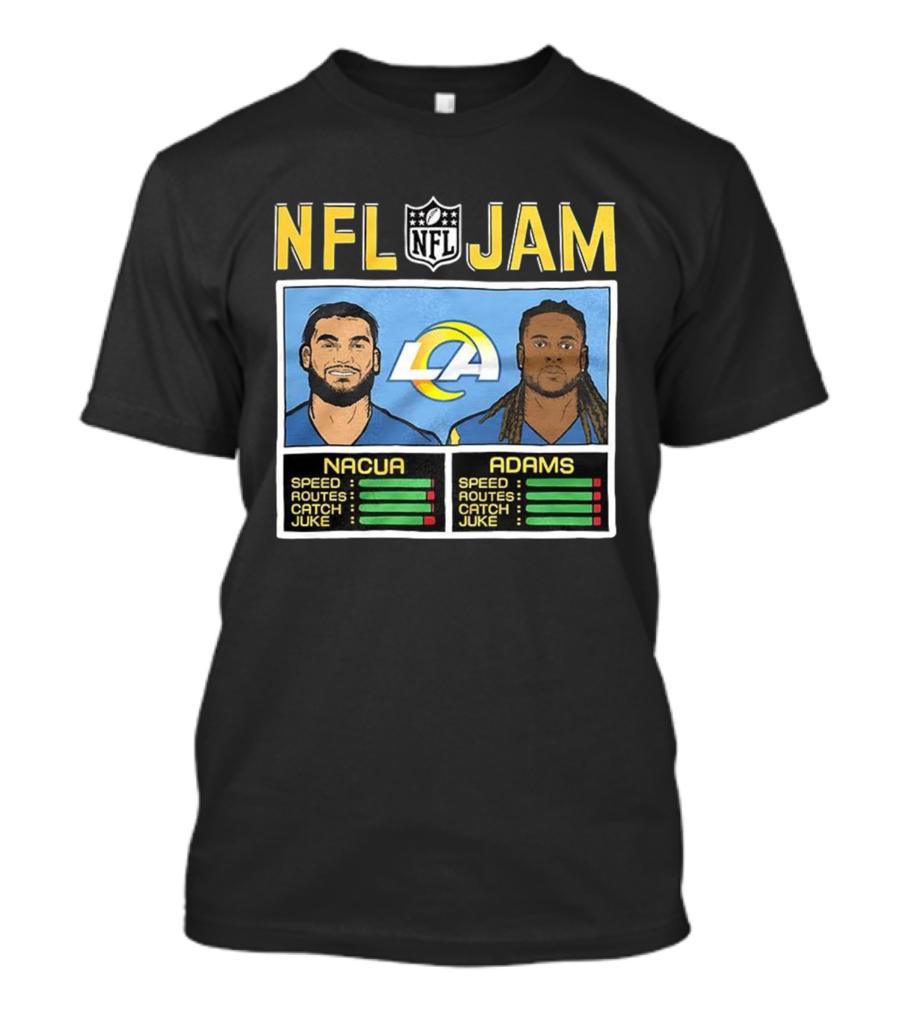 Puka Nacua Adams NFL Jam Los Angeles Rams Classic Video Game Style T-Shirt