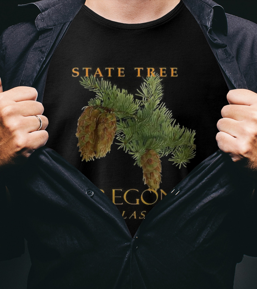 State Tree Oregon Douglas-Fir Pine Cone Branch T-Shirt