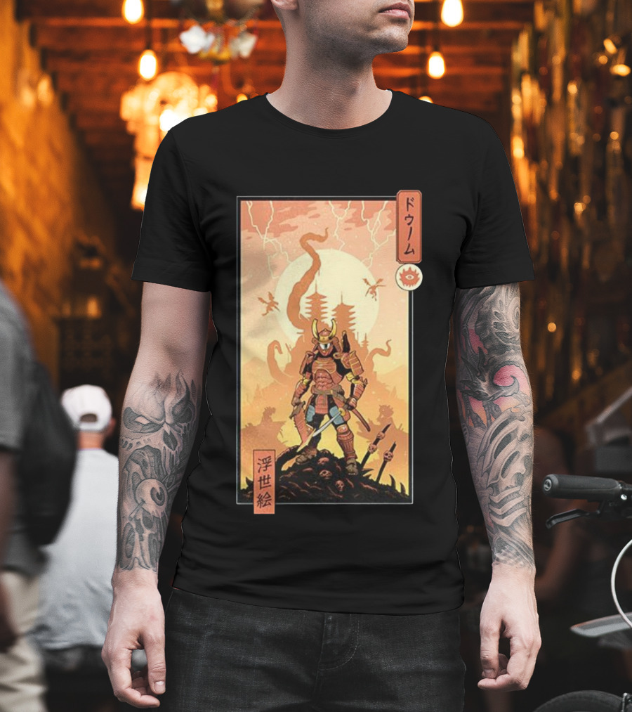 Samurai Doom Ukiyo-E Style Japanese Warrior Demon Battle Art T-Shirt