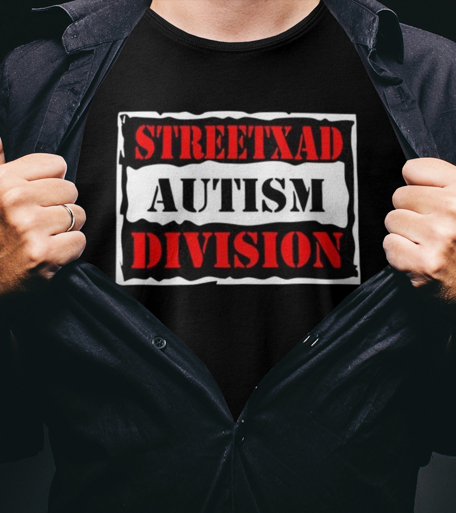 Streetxad Autism Division Bold Text Red Black White T-Shirt