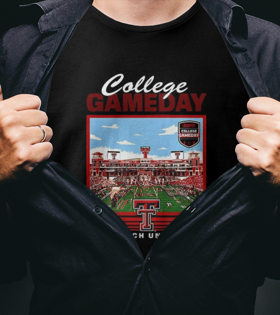 Texas Tech Red Raiders ESPN College GameDay Jones AT And Stadium T-Shirt