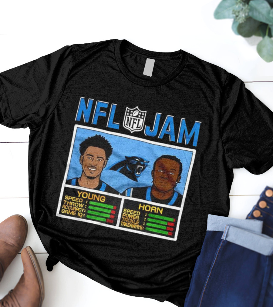 Bryce Young Jaycee Horn Carolina Panthers NFL Jam Classic Video Game Style T-Shirt