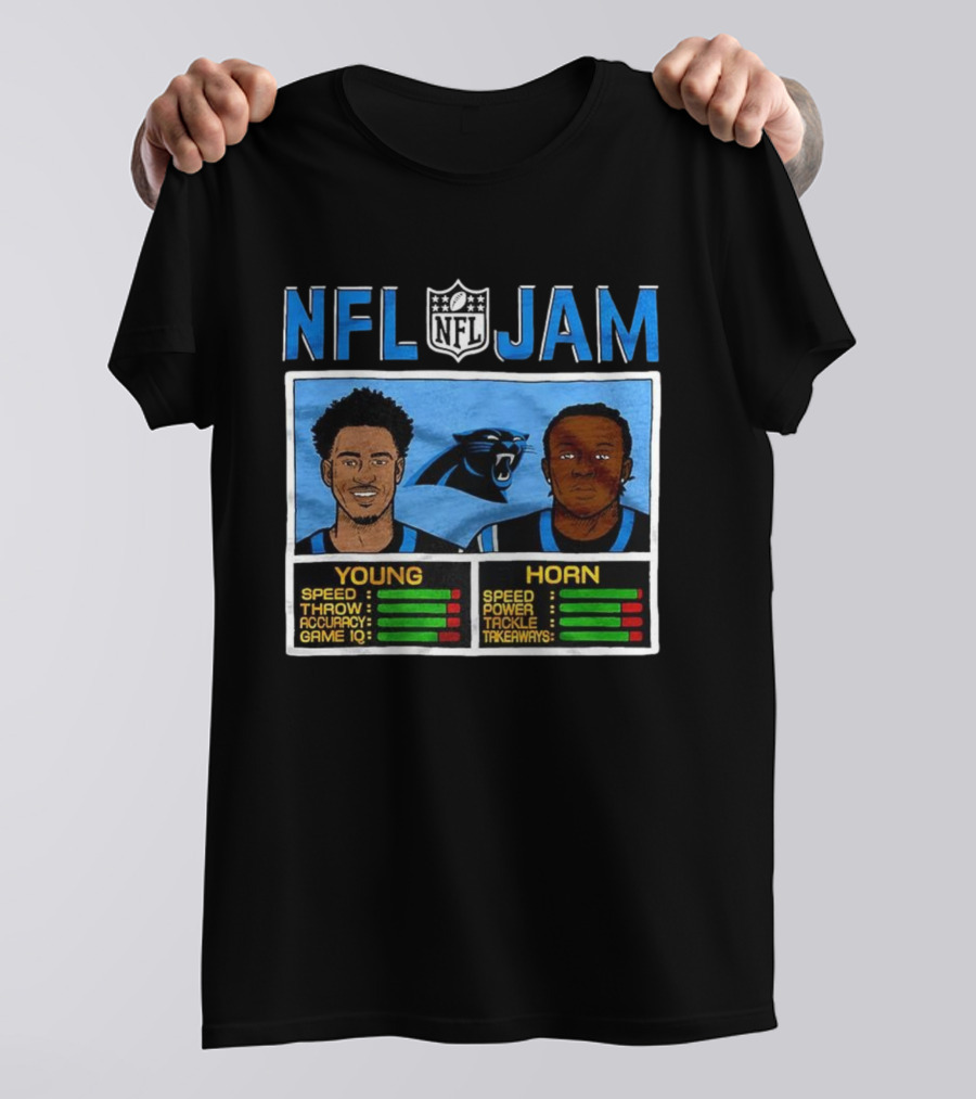 Bryce Young Jaycee Horn Carolina Panthers NFL Jam Classic Video Game Style T-Shirt