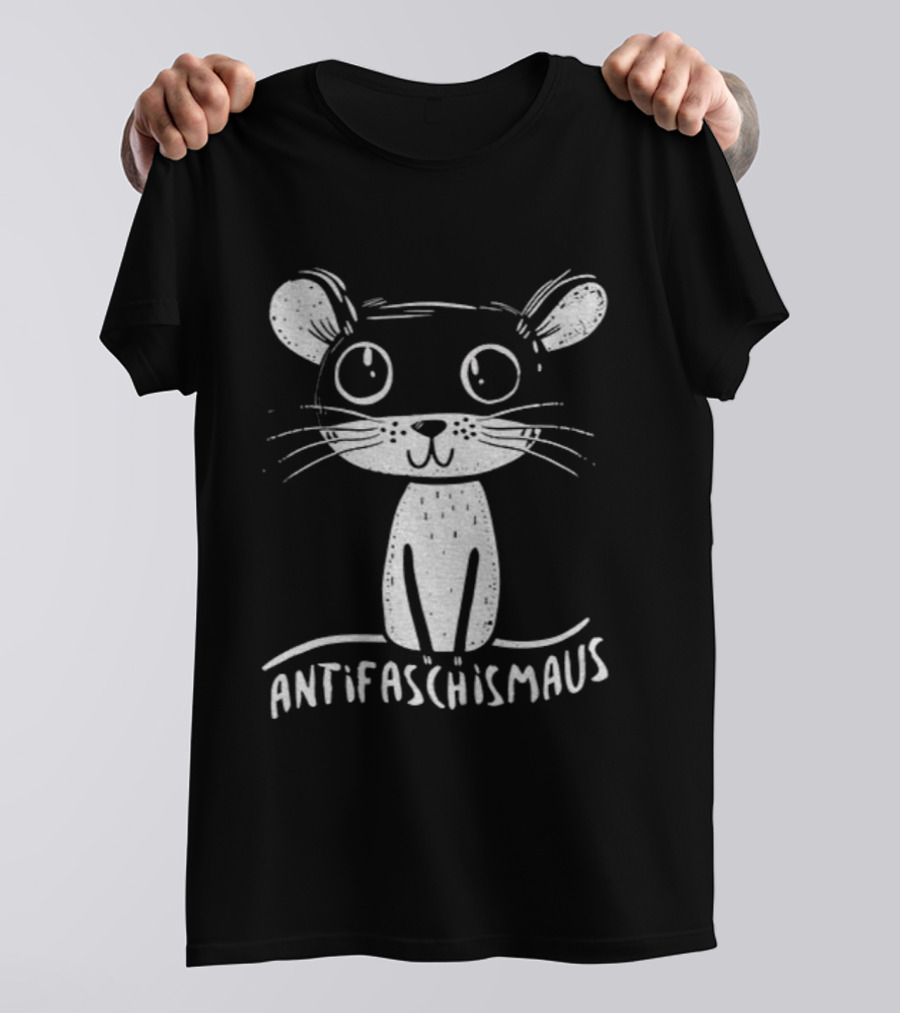 Antifaschismaus Cute Cartoon Mouse Anti-Fascism Message T-Shirt