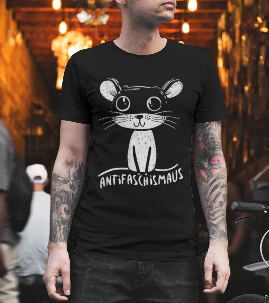 Antifaschismaus Cute Cartoon Mouse Anti-Fascism Message T-Shirt