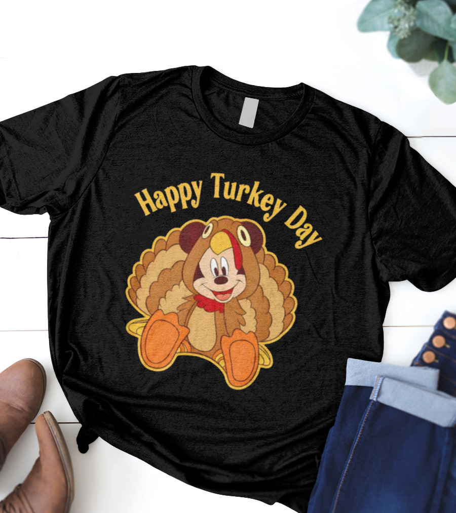 Disney Mickey Thanksgiving Happy Turkey Day T-Shirt