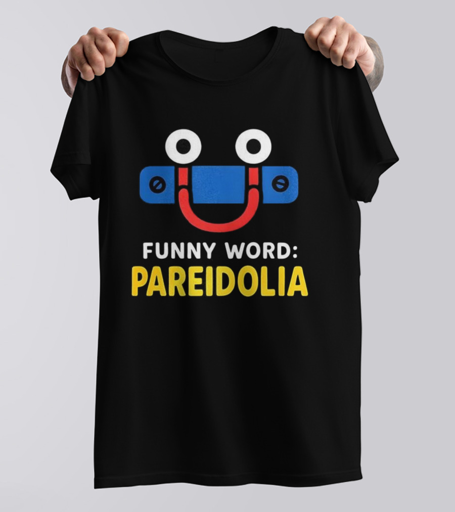 Funny Word Pareidolia Smiling Face Design T-Shirt