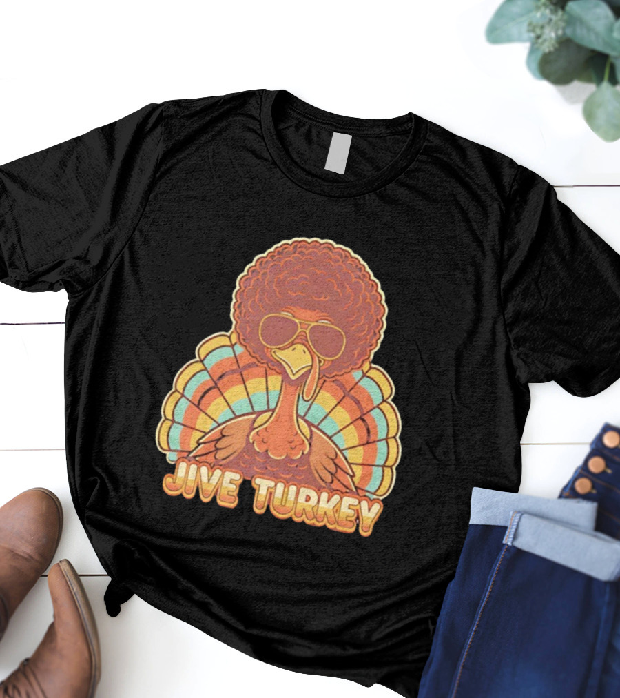 Jive Turkey Retro Thanksgiving Afro Sunglasses T-Shirt