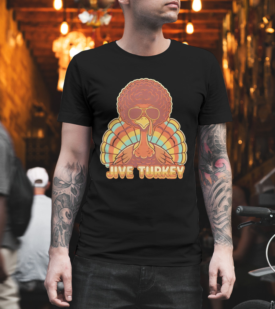 Jive Turkey Retro Thanksgiving Afro Sunglasses T-Shirt