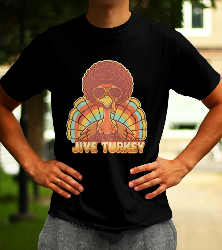 Jive Turkey Retro Thanksgiving Afro Sunglasses T-Shirt