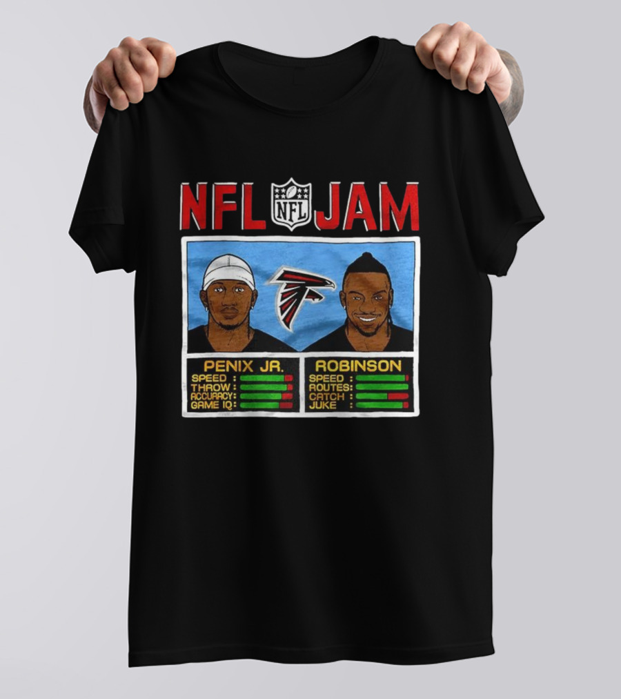 NFL Jam Michael Penix Jr Bijan Robinson Atlanta Falcons Classic Video Game Style T-Shirt