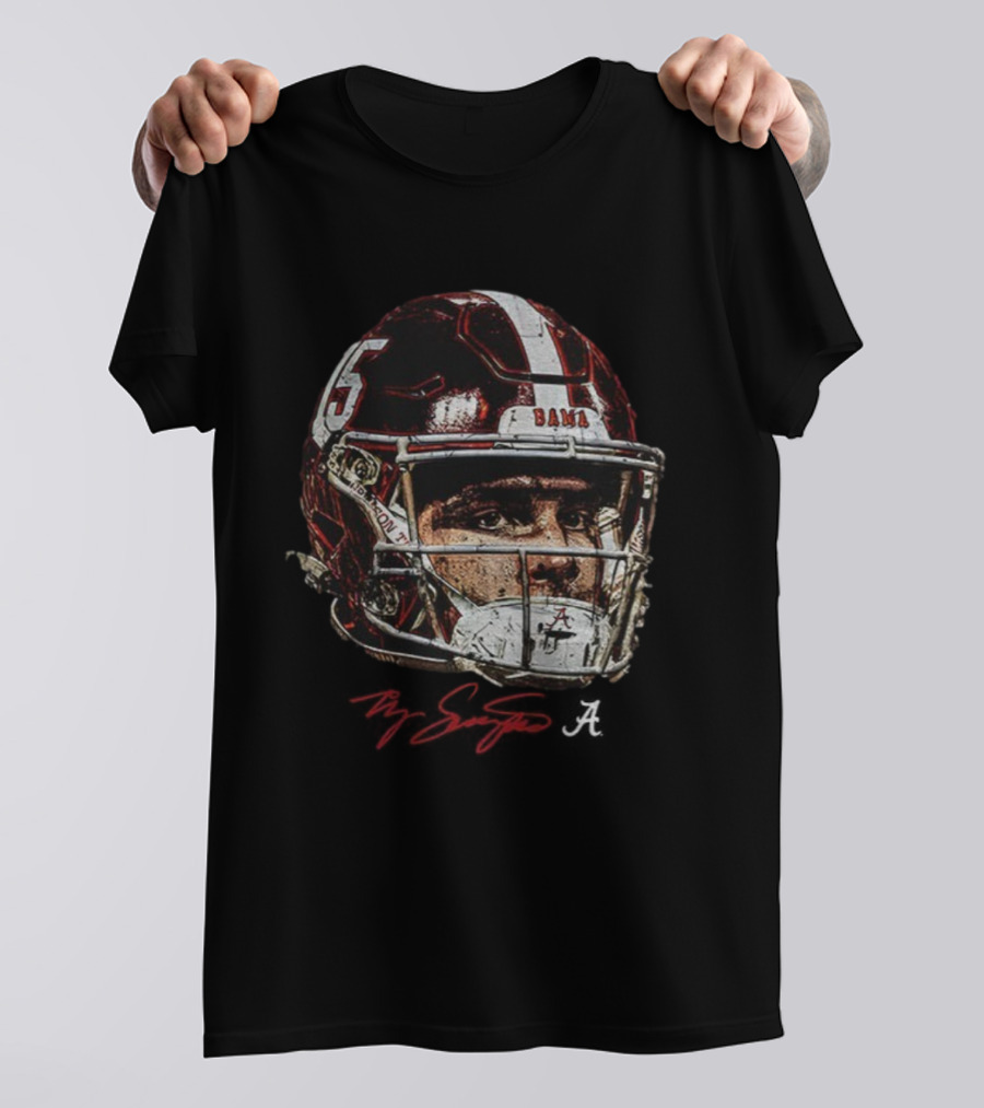Ty Simpson 15 Bama Alabama Crimson Tide Football Helmet 2025 T-Shirt