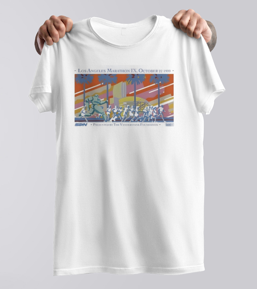 Los Angeles Marathon IX October 22 1999 Fun Run Iconic Palm Trees Runners Retro Style T-Shirt