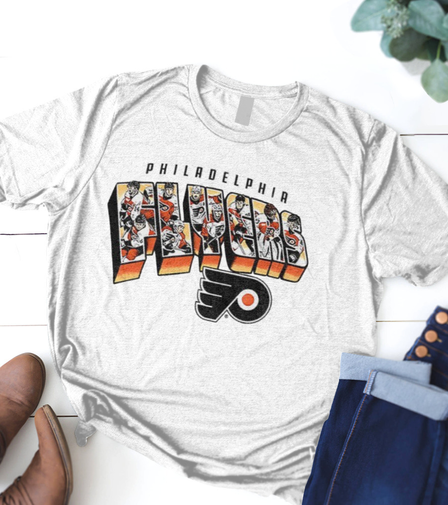 Philadelphia Flyers NHL Hockey Stanley Cup Players 2025 Vintage Flyers Team Roster Logo T-Shirt