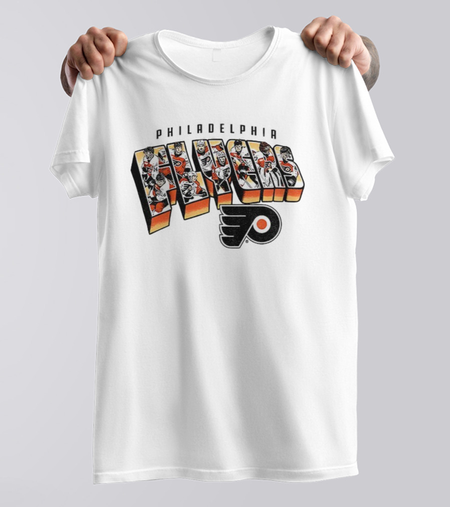 Philadelphia Flyers NHL Hockey Stanley Cup Players 2025 Vintage Flyers Team Roster Logo T-Shirt