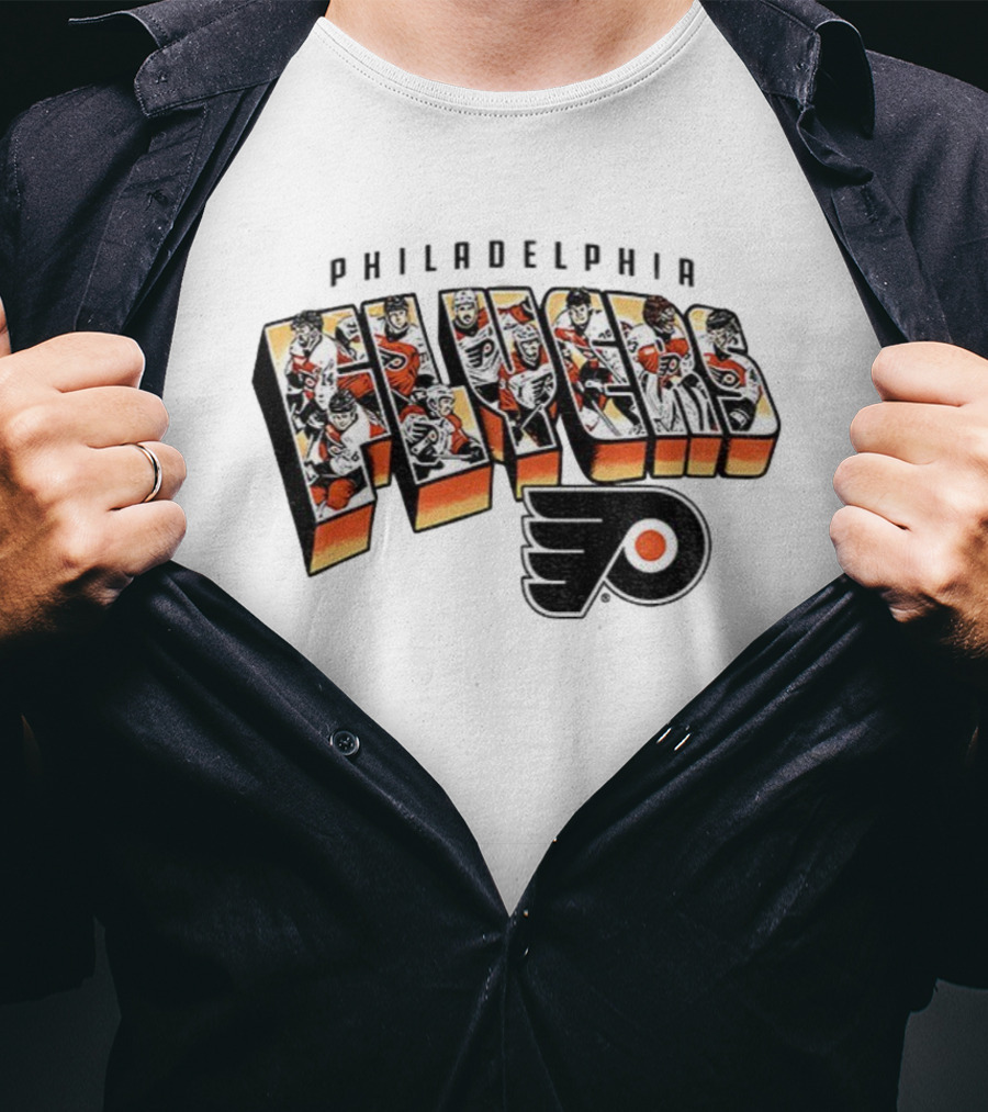 Philadelphia Flyers NHL Hockey Stanley Cup Players 2025 Vintage Flyers Team Roster Logo T-Shirt