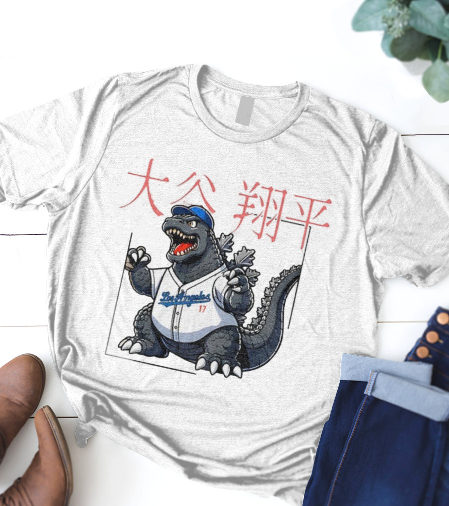 Shohei Ohtani Godzilla Los Angeles Dodgers Japan MLB 2025 Red Kanji T-Shirt