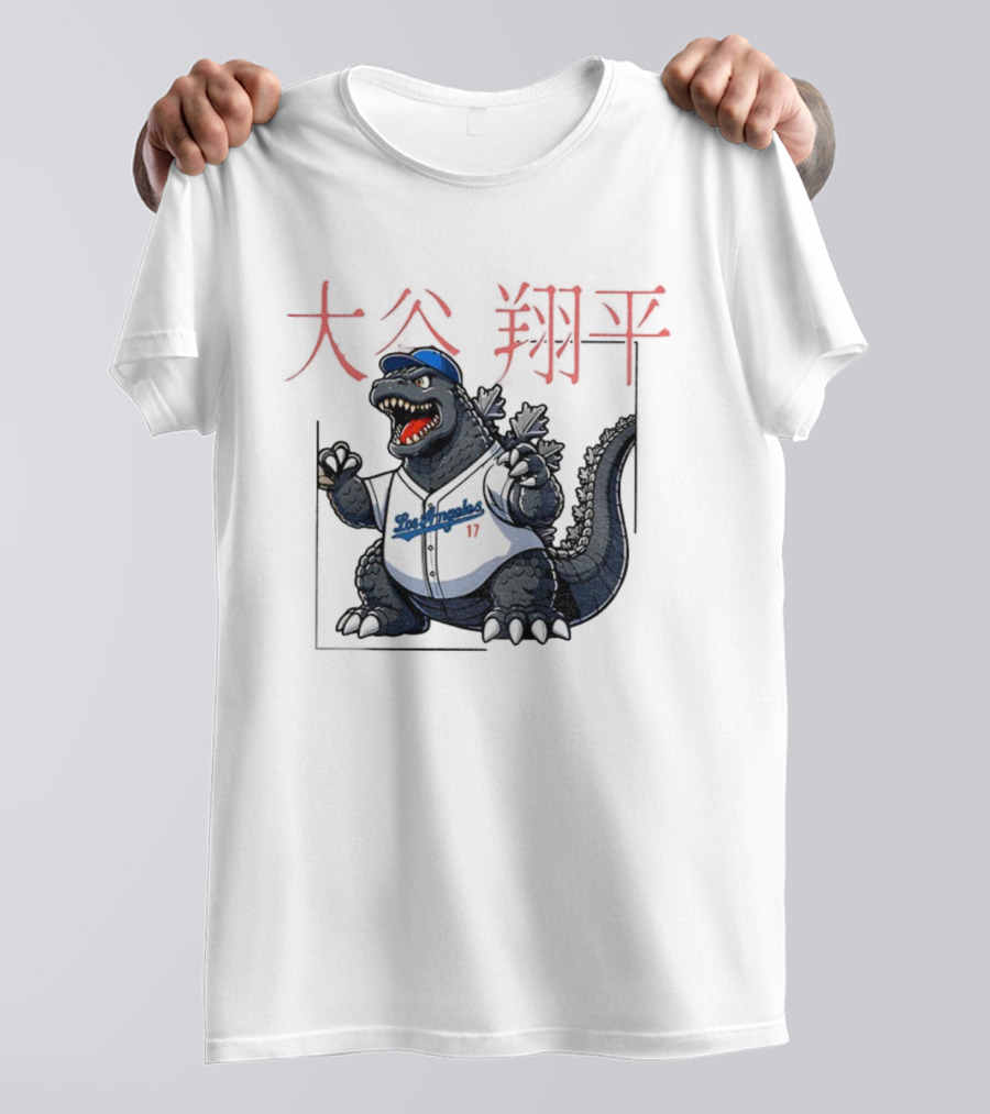 Shohei Ohtani Godzilla Los Angeles Dodgers Japan MLB 2025 Red Kanji T-Shirt