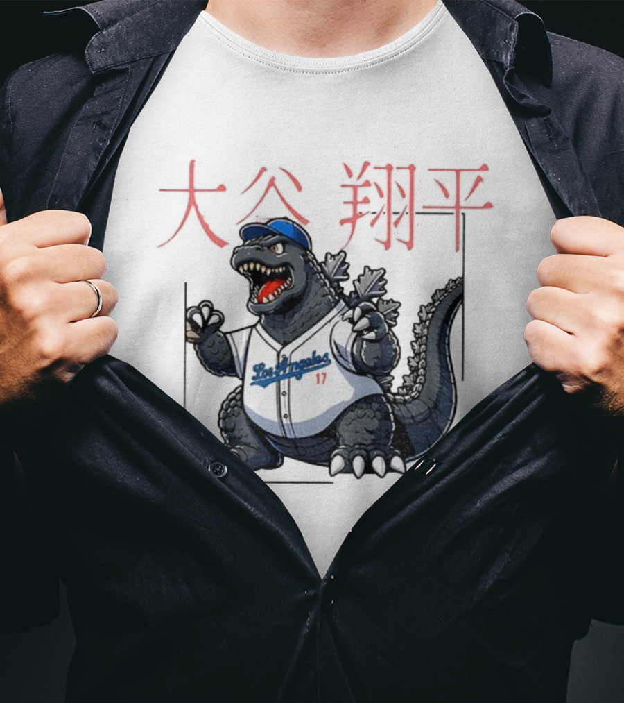 Shohei Ohtani Godzilla Los Angeles Dodgers Japan MLB 2025 Red Kanji T-Shirt