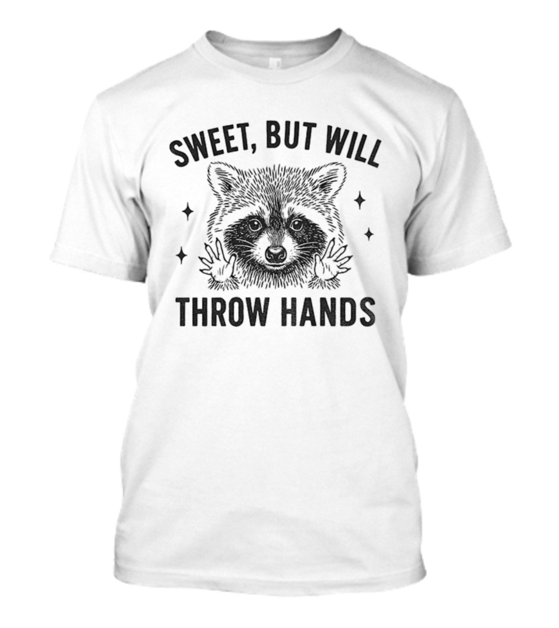 Sweet But Will Throw Hands Raccoon Vintage Retro Style T-Shirt