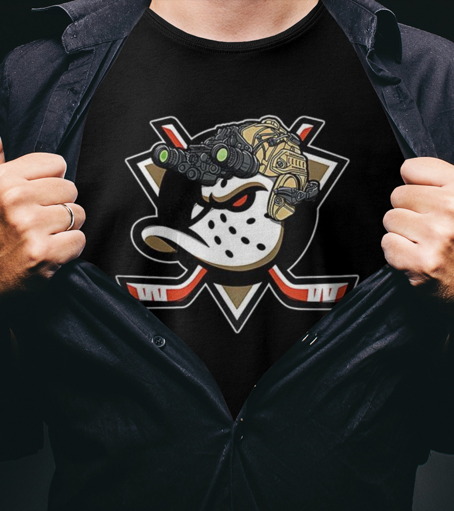 Anaheim Ducks Hockey Military Helmet Night Vision T-Shirt