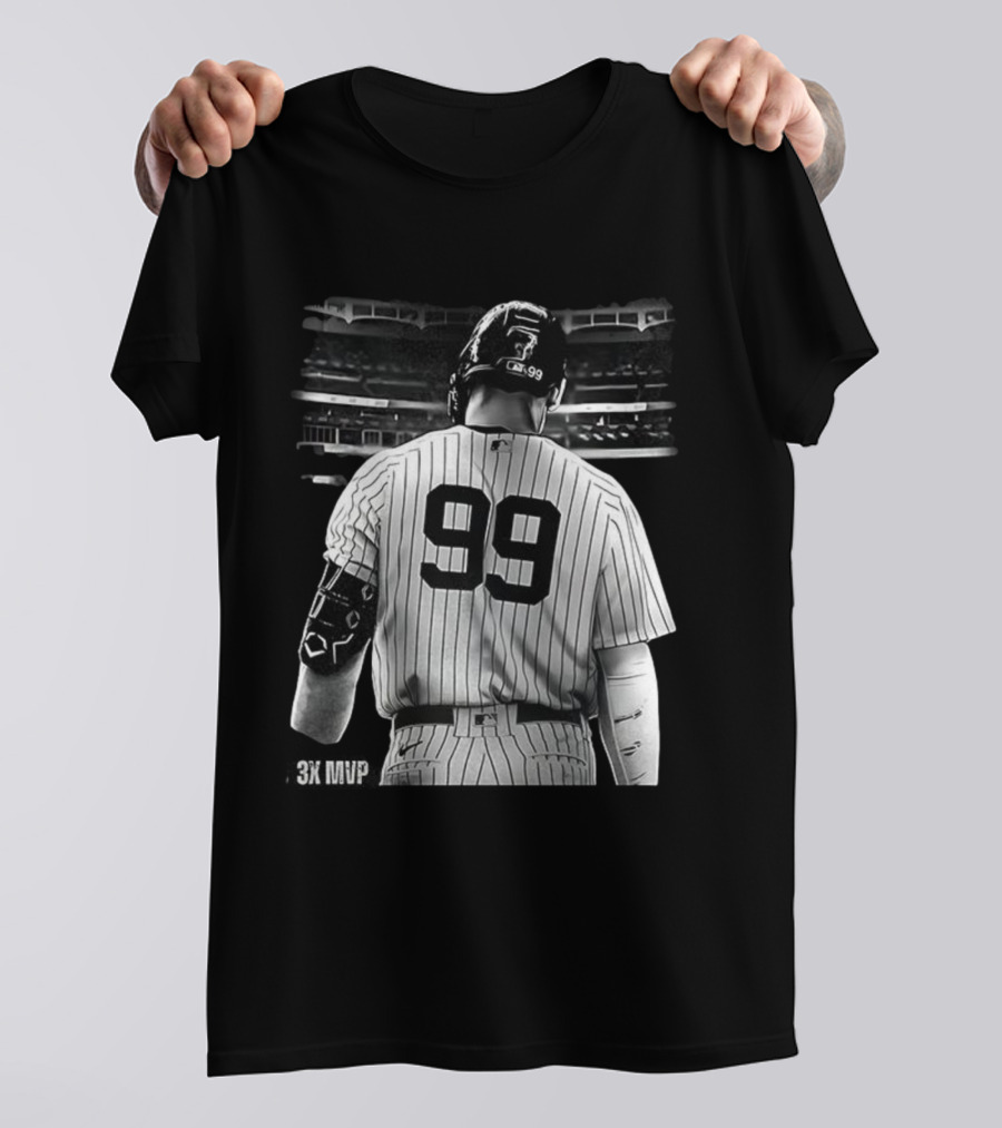 New York Yankees Aaron Judge 99 Baseball Player Back View Behind 3X MVP T-Shirt